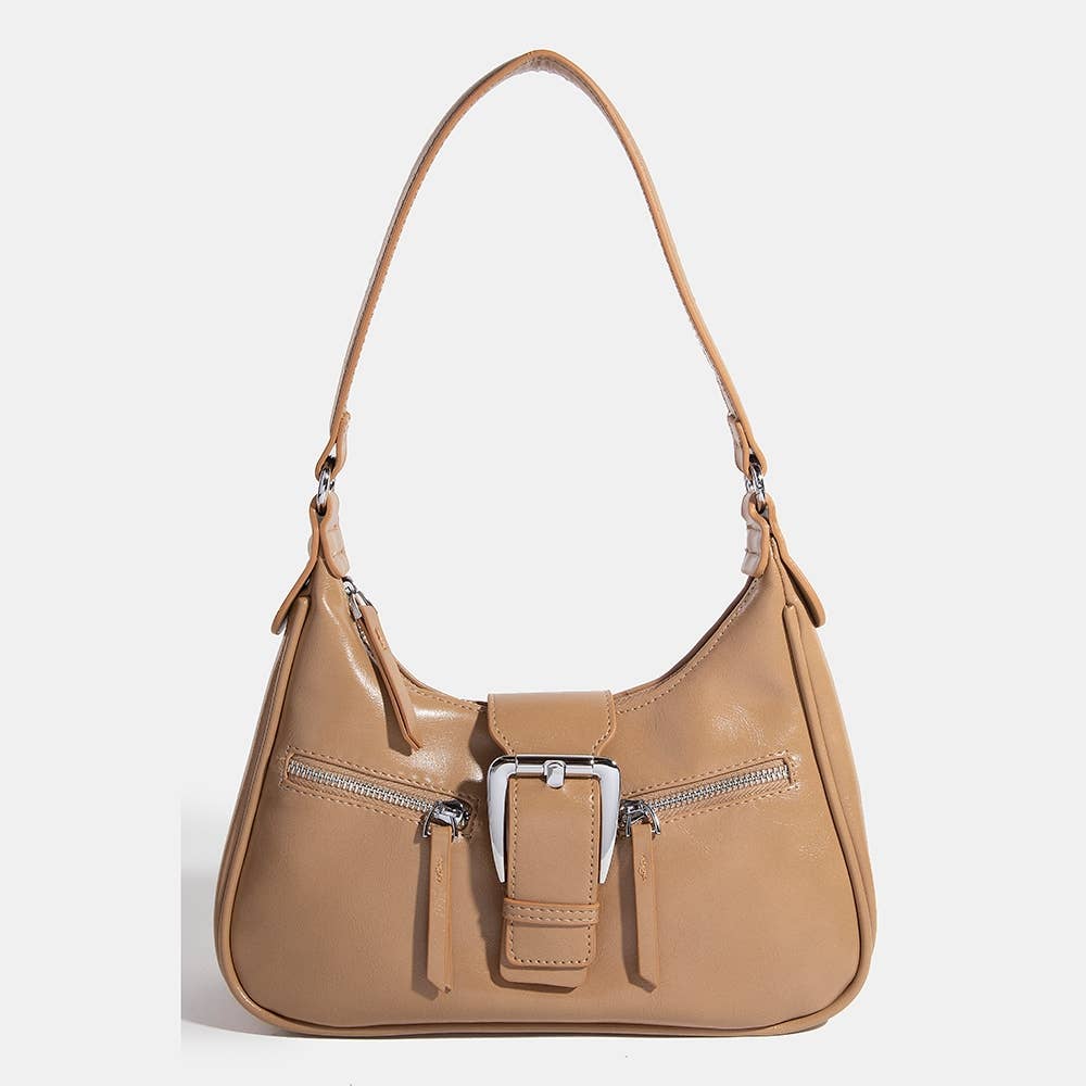 Large Buckle Triple Zipper Hand Bag