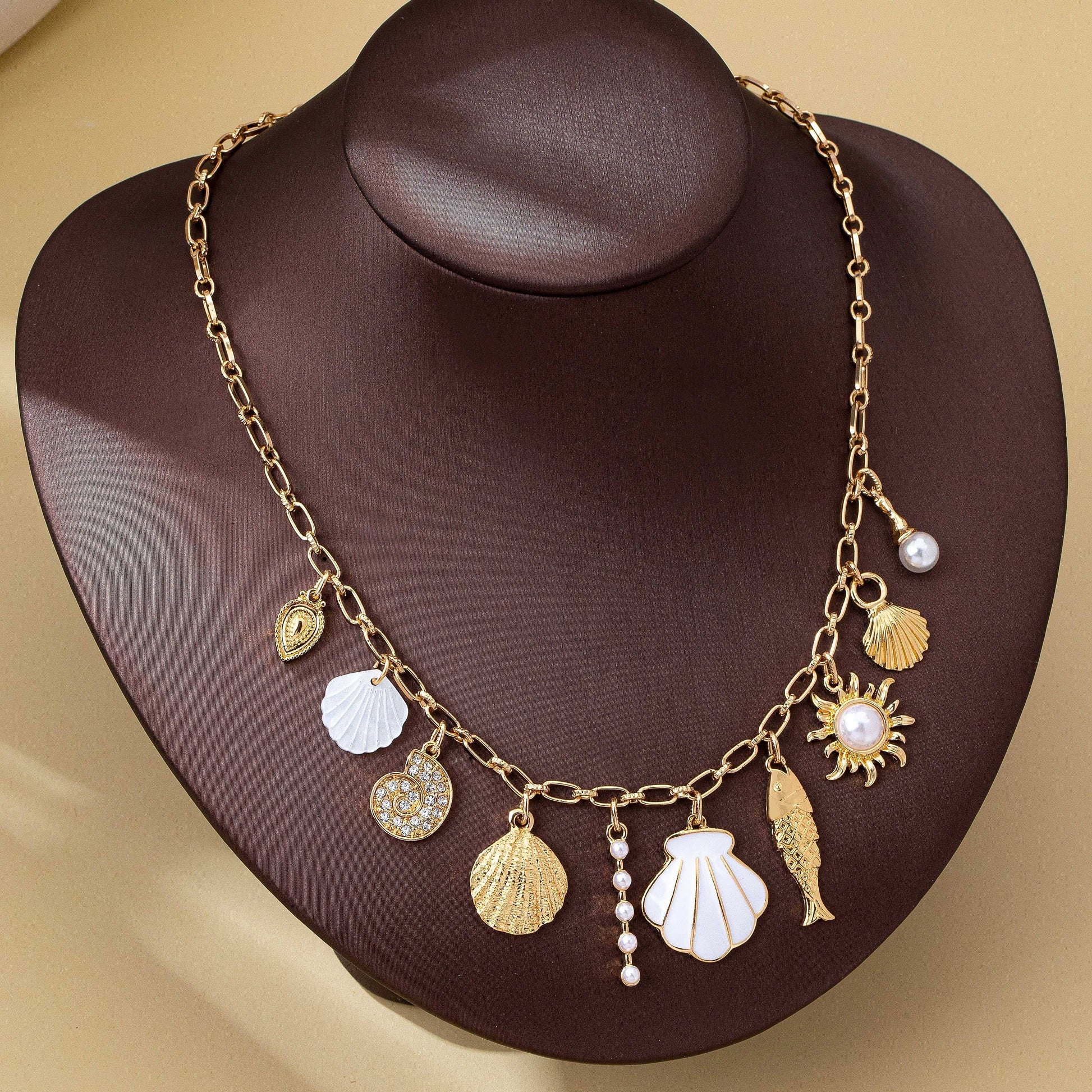 Charm Necklace-Ocean Seashell Fish Pearl | 80N92949