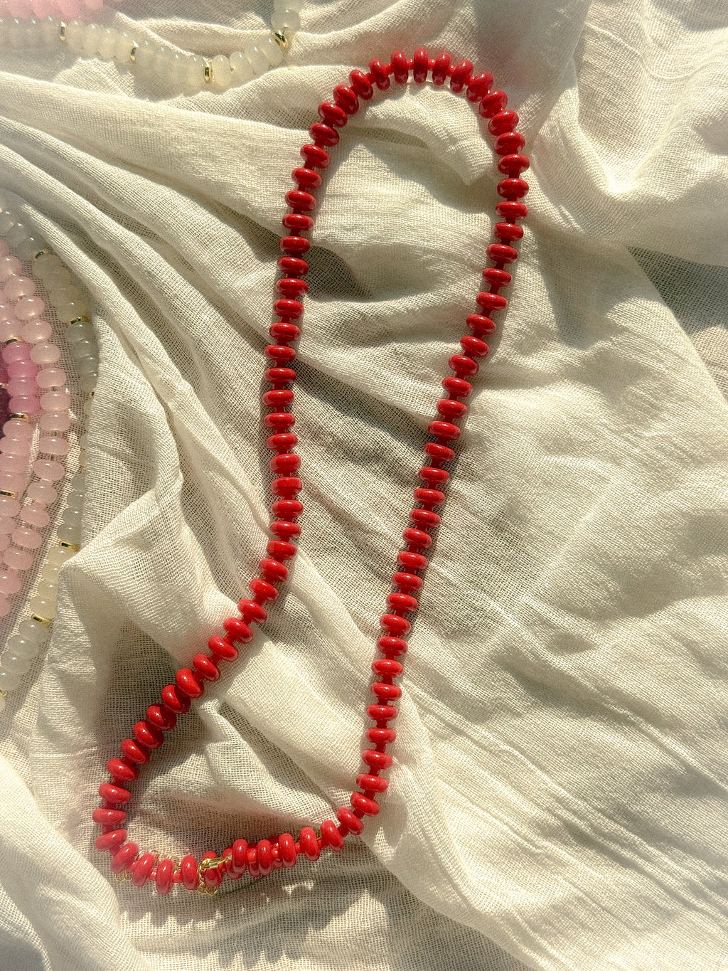 Handmade Glass Rondelle Beaded Necklace