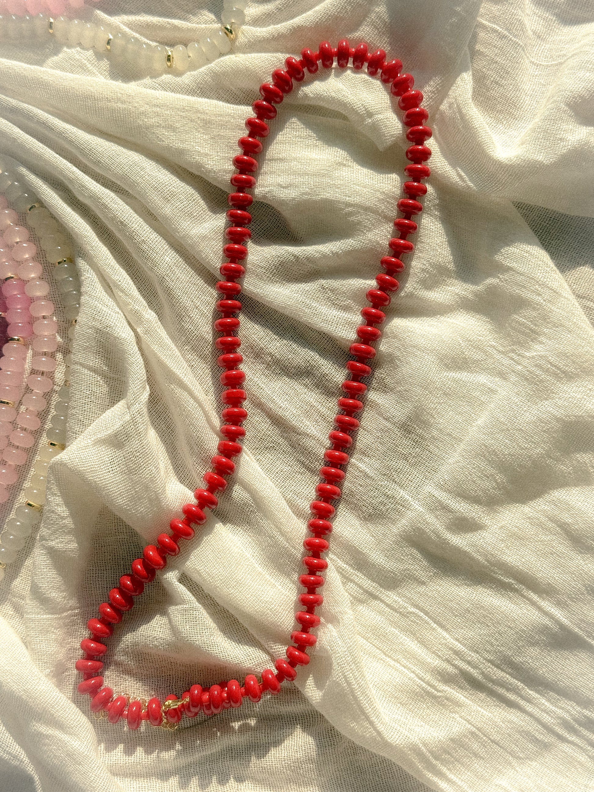 Handmade Glass Rondelle Beaded Necklace