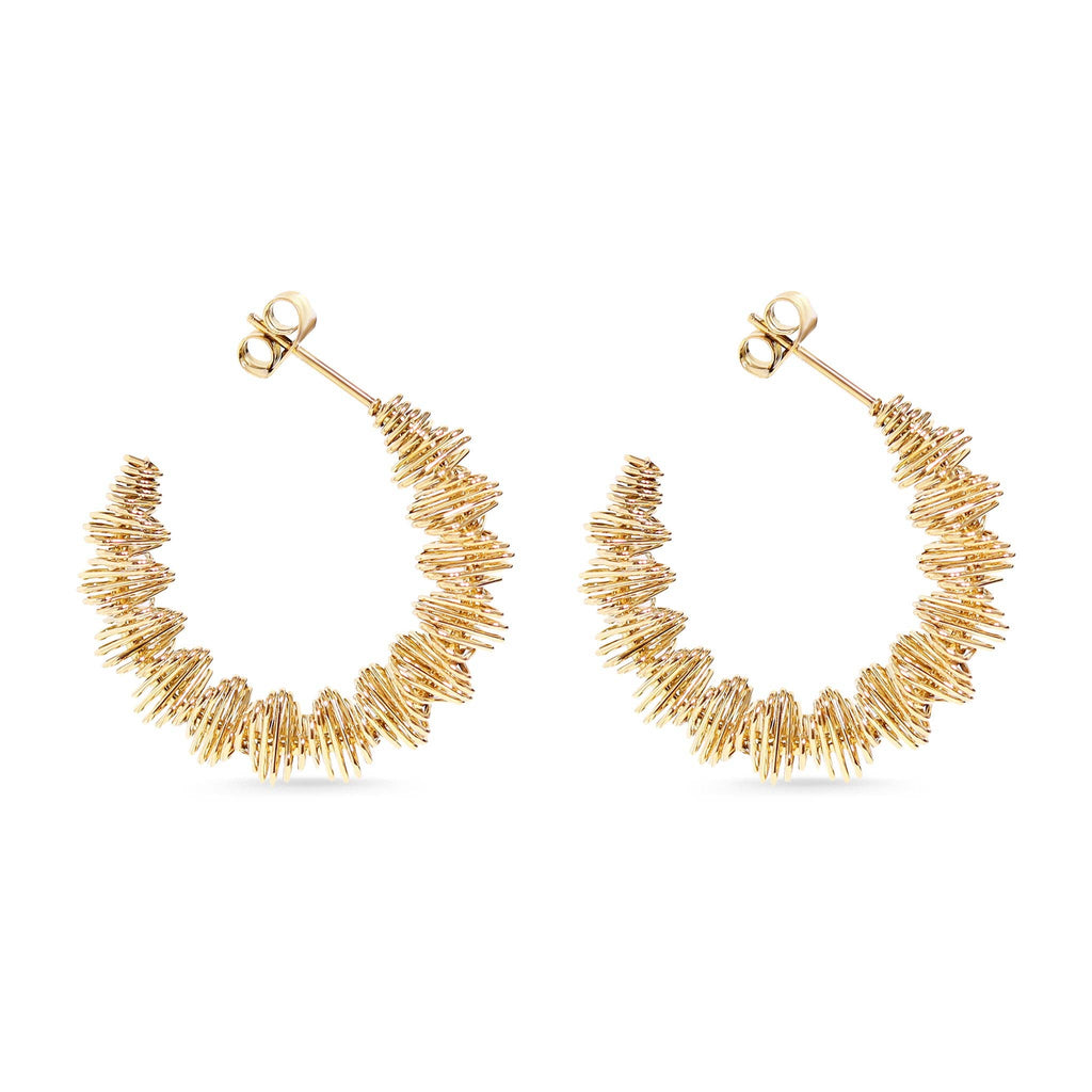 18K Gold PVD Stainless Steel Wired Statement Hoop Earrings