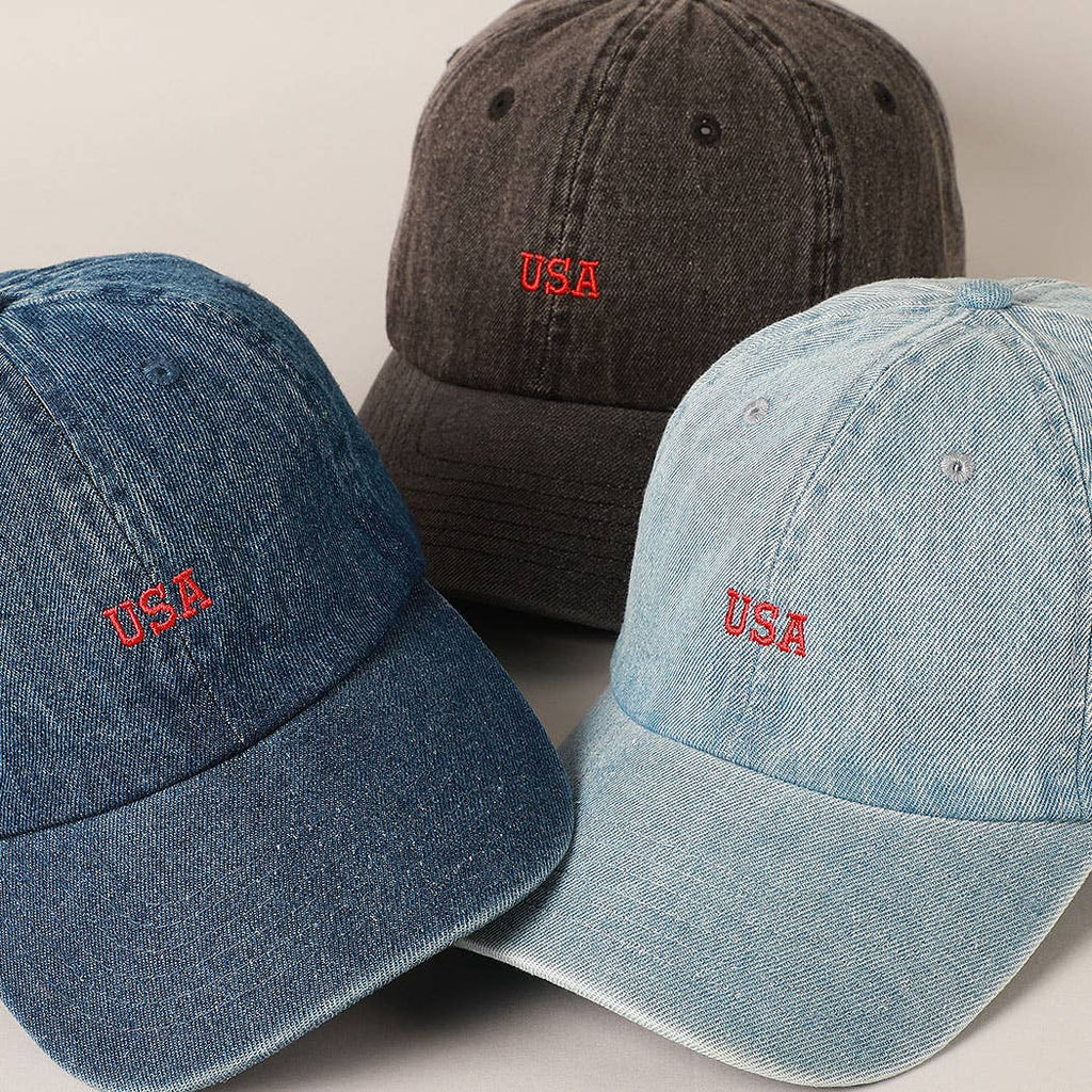 USA Embroidered Denim CottonUSA Embroidered Den Baseball Cap