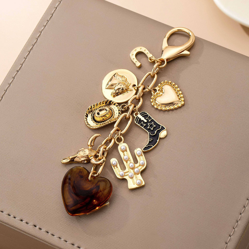 WESTERN HEART CROSS HAT BOOT HEART BAG CHARM | 80K096