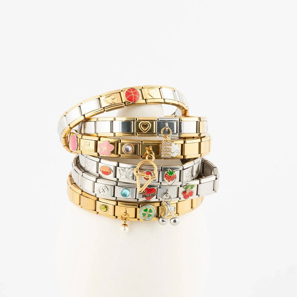 18K Gold PVD Stainless Steel Charm Connector Italian Charm