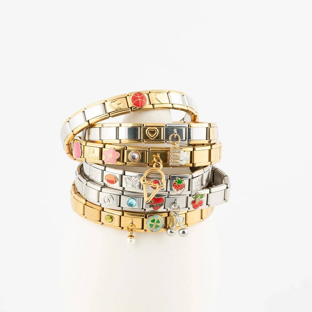 18K Gold PVD Stainless Steel Charm Connector Italian Charm
