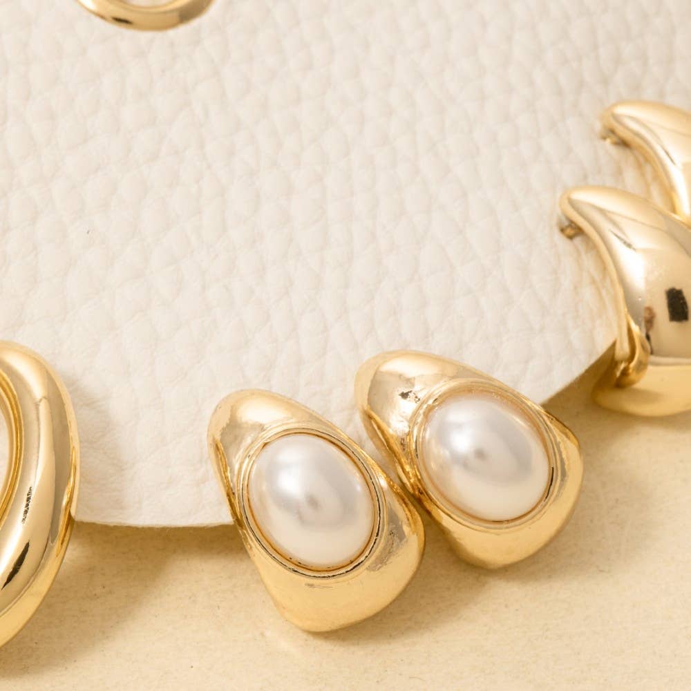 3 Pair Mixed Rounded Hoop Earrings Set