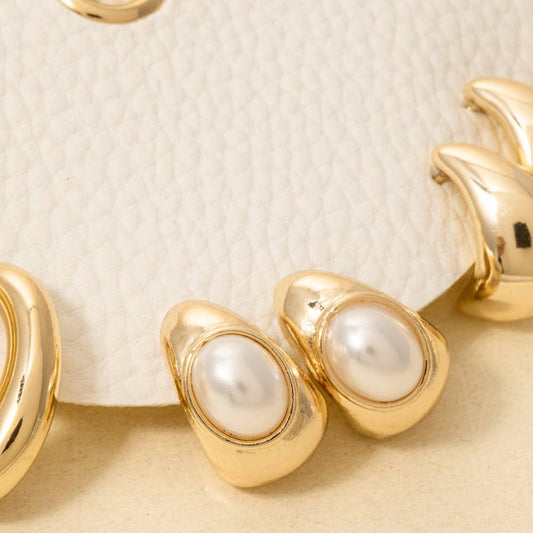 3 Pair Mixed Rounded Hoop Earrings Set