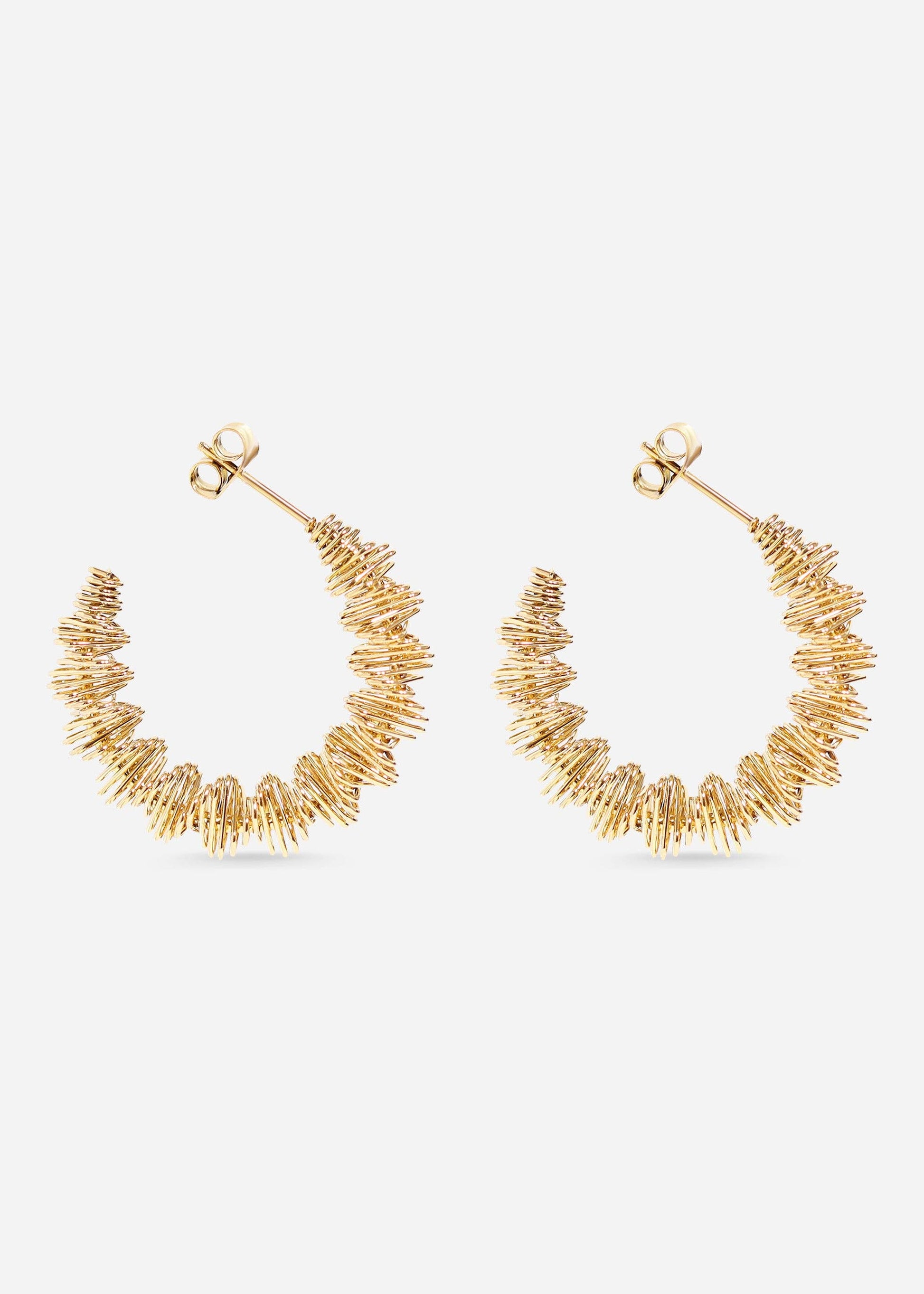 18K Gold PVD Stainless Steel Wired Statement Hoop Earrings