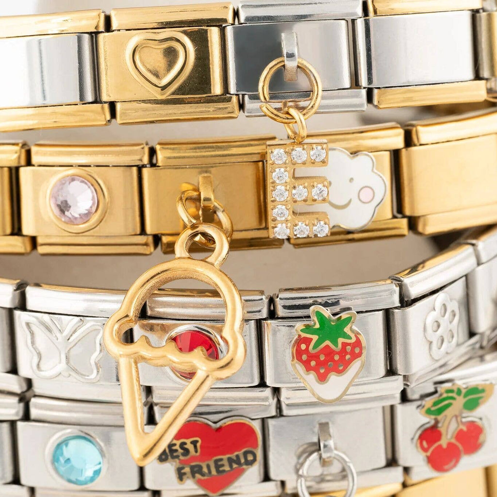 18K Gold PVD Stainless Steel Charm Connector Italian Charm