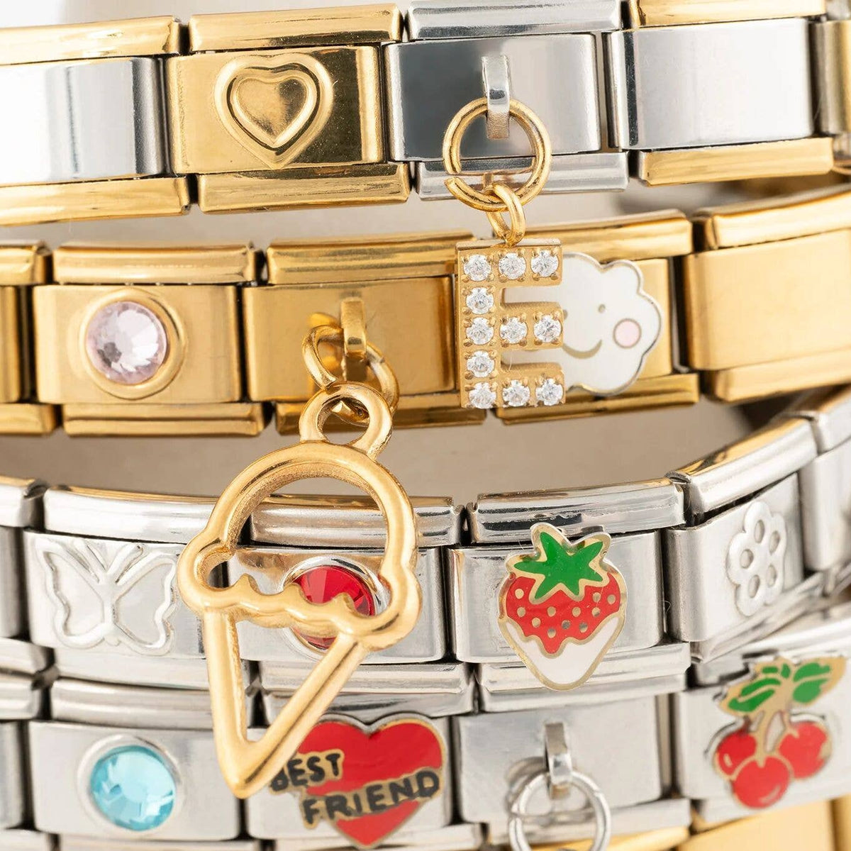 18K Gold PVD Stainless Steel Charm Connector Italian Charm