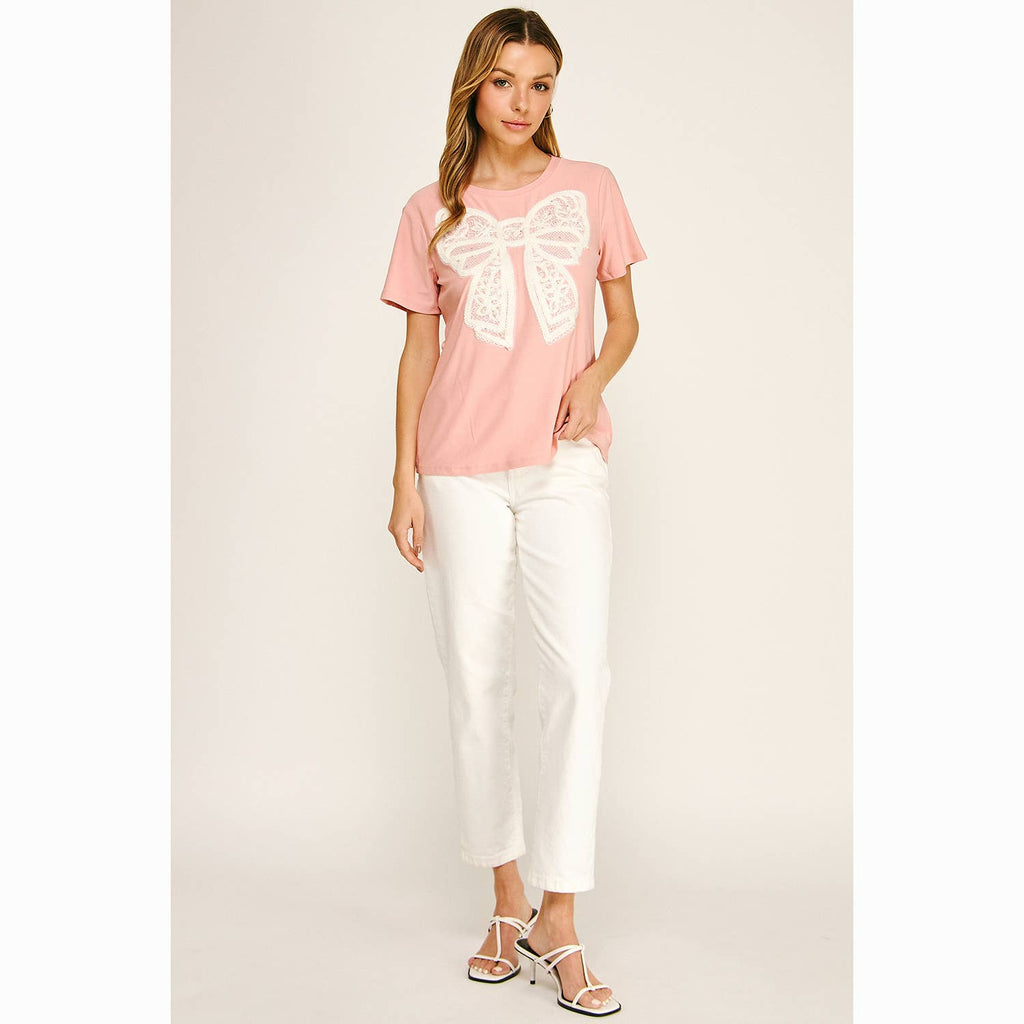 EMBELLISHED BOW RELAXED TEE