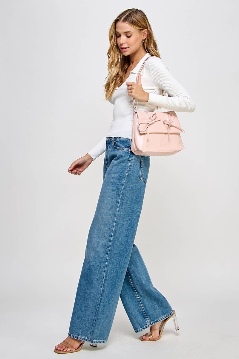 Leather Bow Knot Square Bag