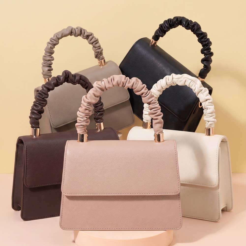 Scrunch Handle Structured Flap Bag