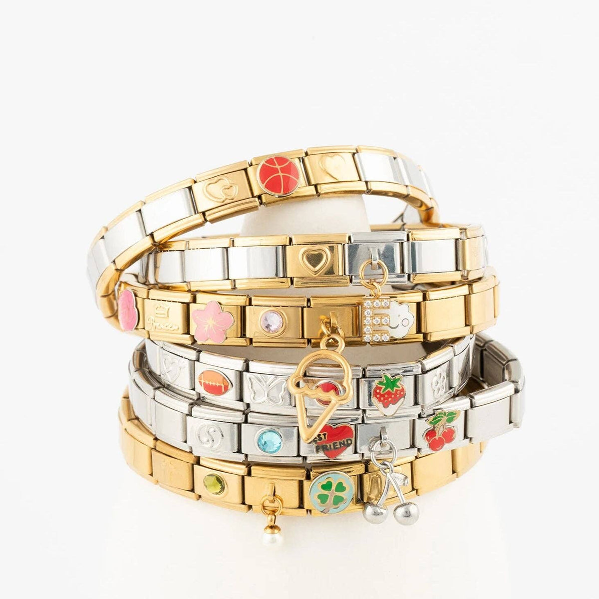 18K Gold PVD Stainless Steel Charm Connector Italian Charm