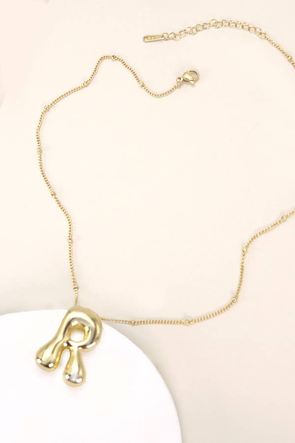 STAINLESS STEEL BALLOON BUBBLE INITIAL NECKLACE | 40NK316