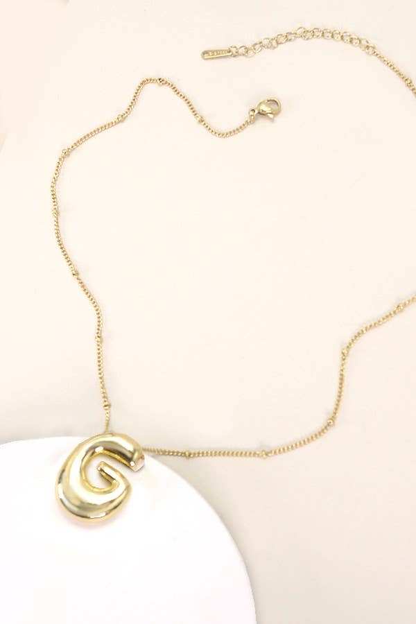 STAINLESS STEEL BALLOON BUBBLE INITIAL NECKLACE | 40NK316