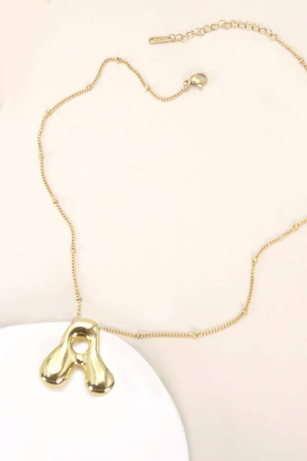 STAINLESS STEEL BALLOON BUBBLE INITIAL NECKLACE | 40NK316