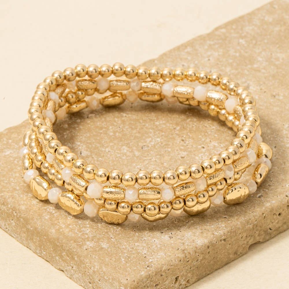Assorted Faceted And Metallic Beaded Bracelet Set