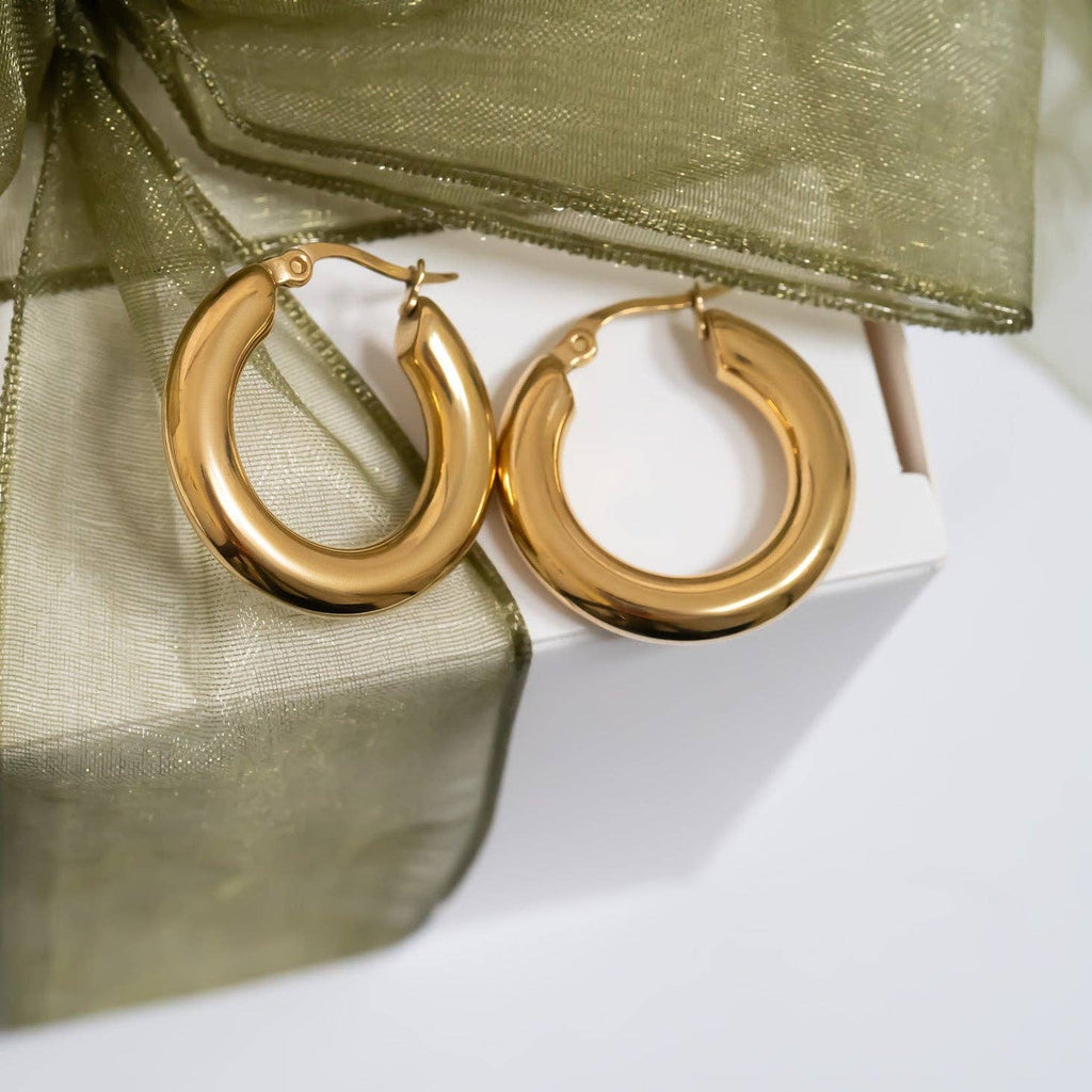 18K Gold PVD Stainless Steel Chunky Hoop Earring