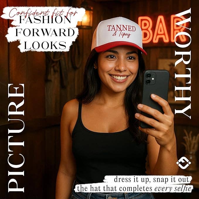 2 Tone Cap: Tanned & Tipsy - Red/White