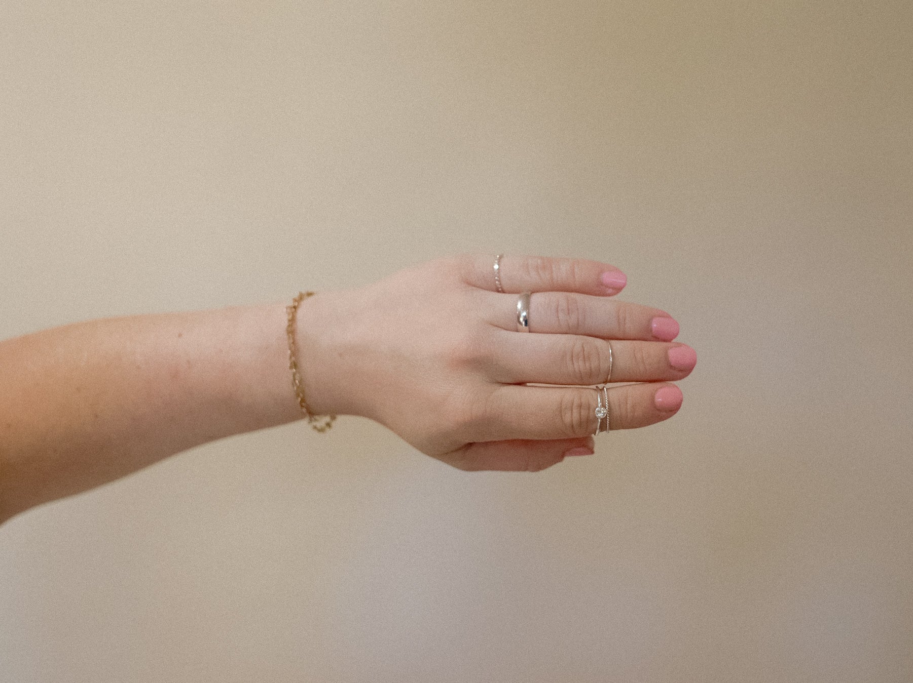Beaded Flat Sterling Silver Stacking Rings