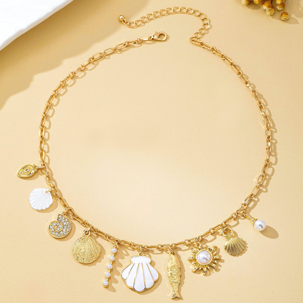 Charm Necklace-Ocean Seashell Fish Pearl | 80N92949
