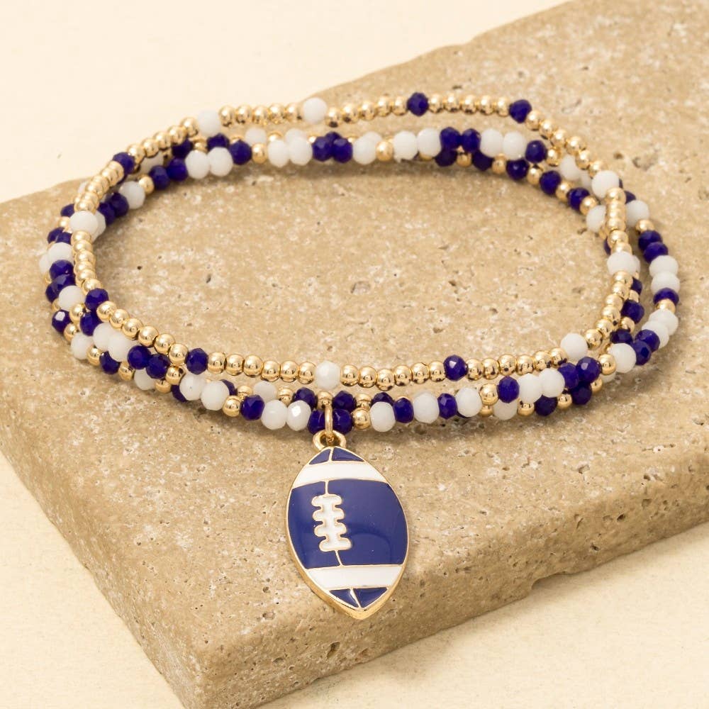 Game Day Colors Enamel Football Beaded Bracelet