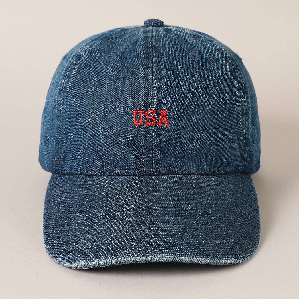 USA Embroidered Denim CottonUSA Embroidered Den Baseball Cap