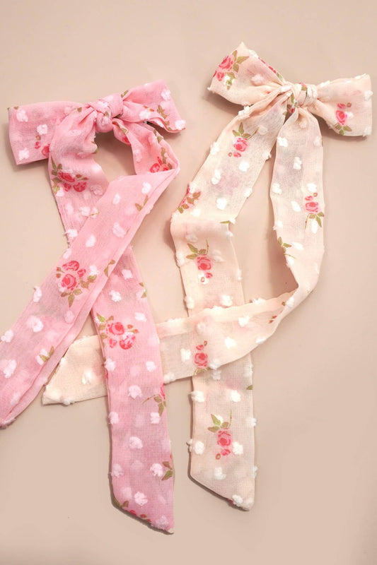 PRETTY FLORAL BOW RIBBON HAIR CLIPS | 40H977