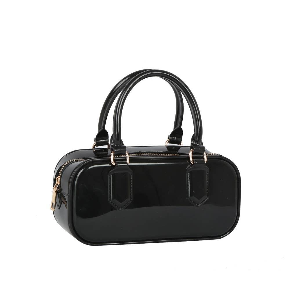 Boxy Glossy Patent Top Handle Mini Handbag