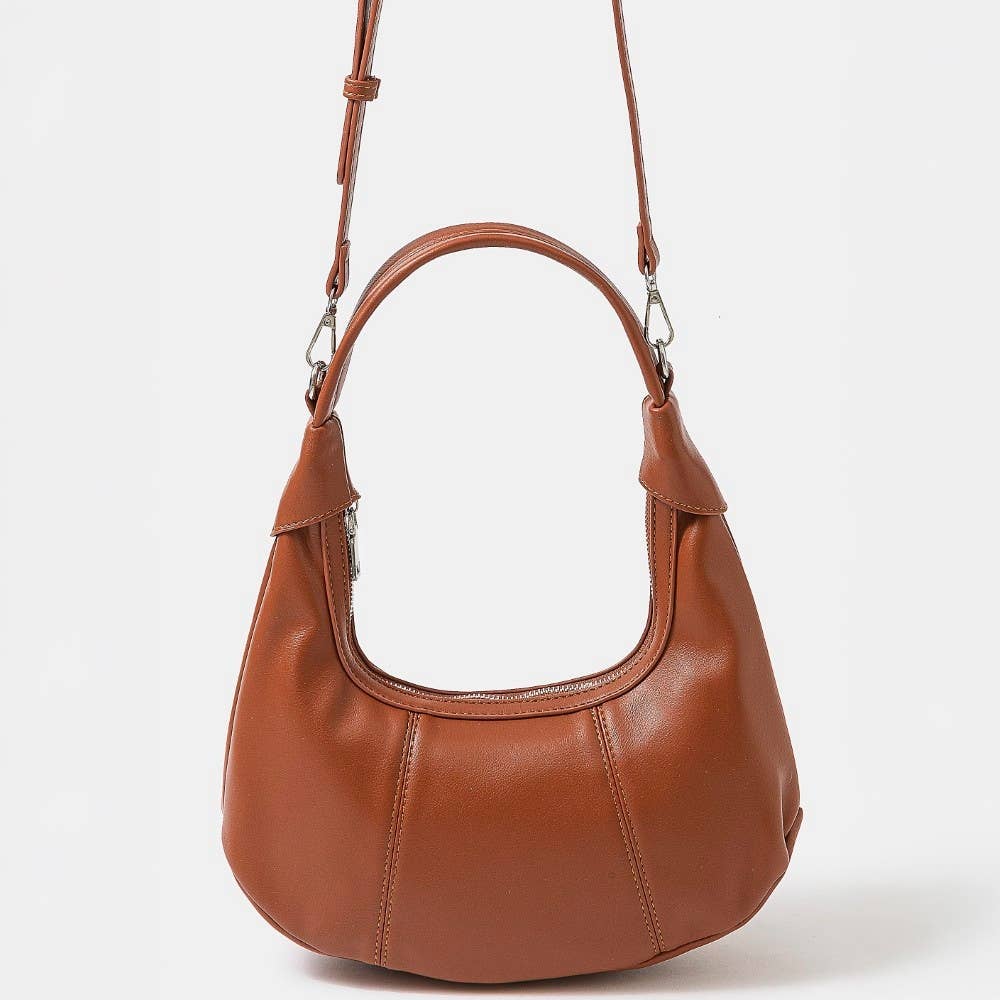 Faux Leather Round Multi Panel Hand Bag