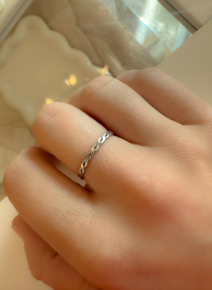 Woven Stacking Ring Sterling Silver