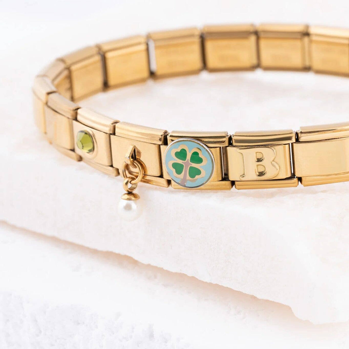 18K Gold PVD Stainless Steel Charm Connector Italian Charm