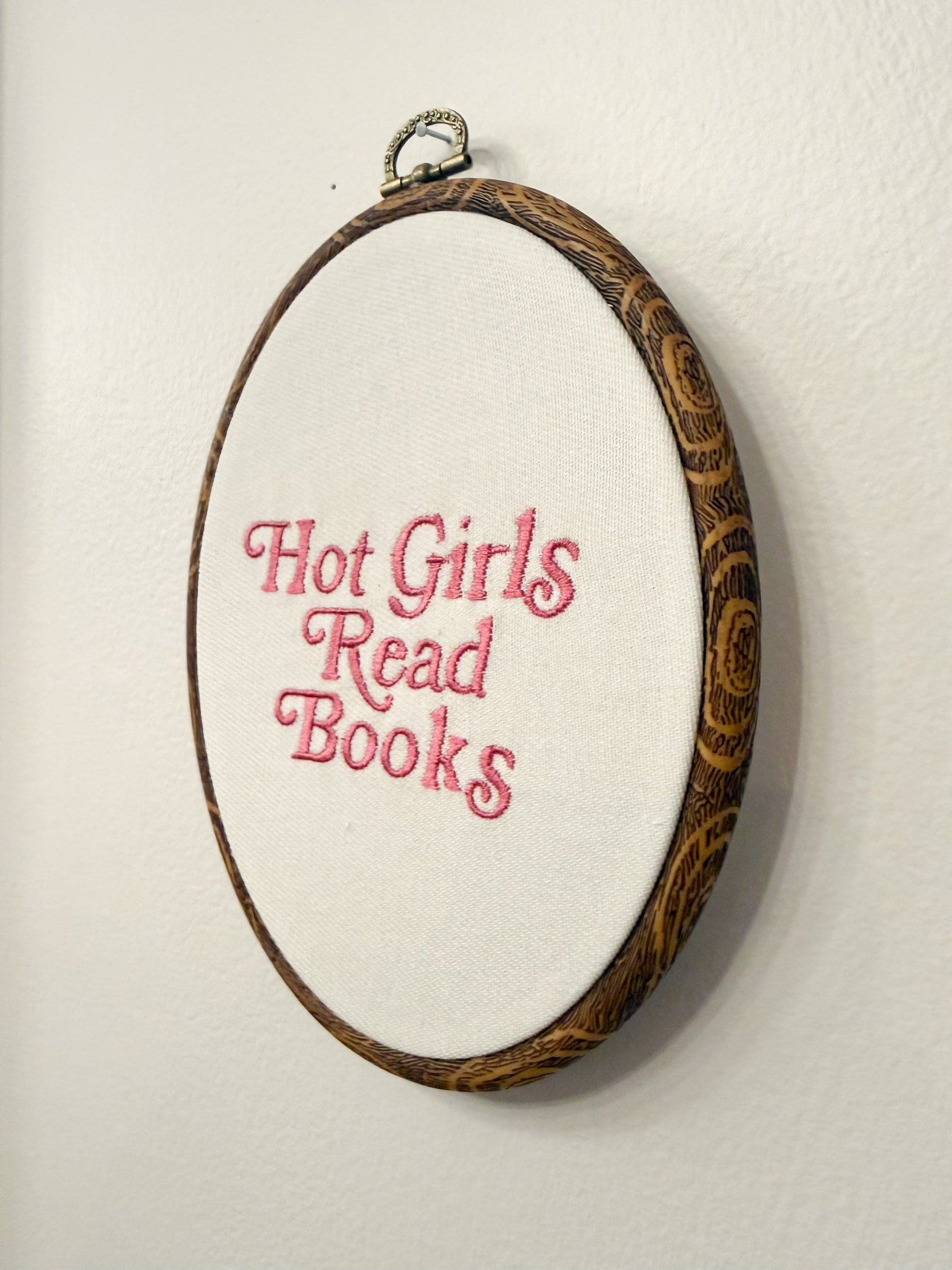 Hot Girls Read Books Handmade Embroidery Decor