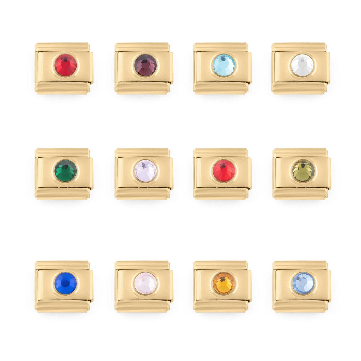 18K Gold PVD Stainless Steel Birthstone Italian Charm