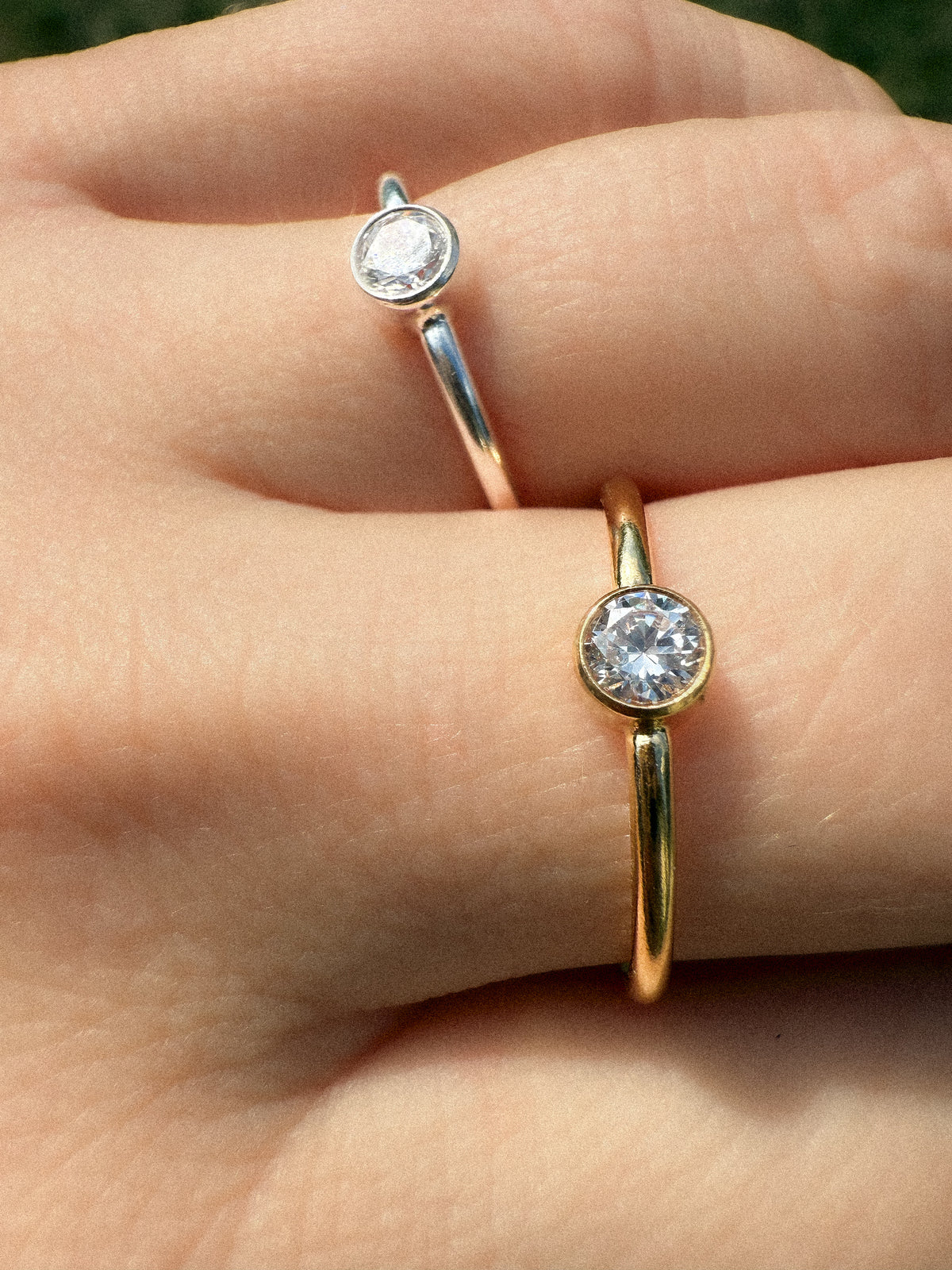 .925 Sterling Silver 4mm CZ Bezel Ring