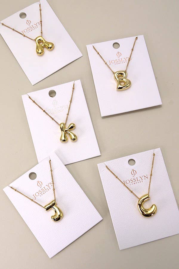 STAINLESS STEEL BALLOON BUBBLE INITIAL NECKLACE | 40NK316