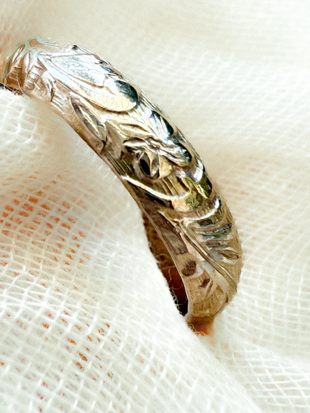 Floral Patterned Gold Filled Ring Band