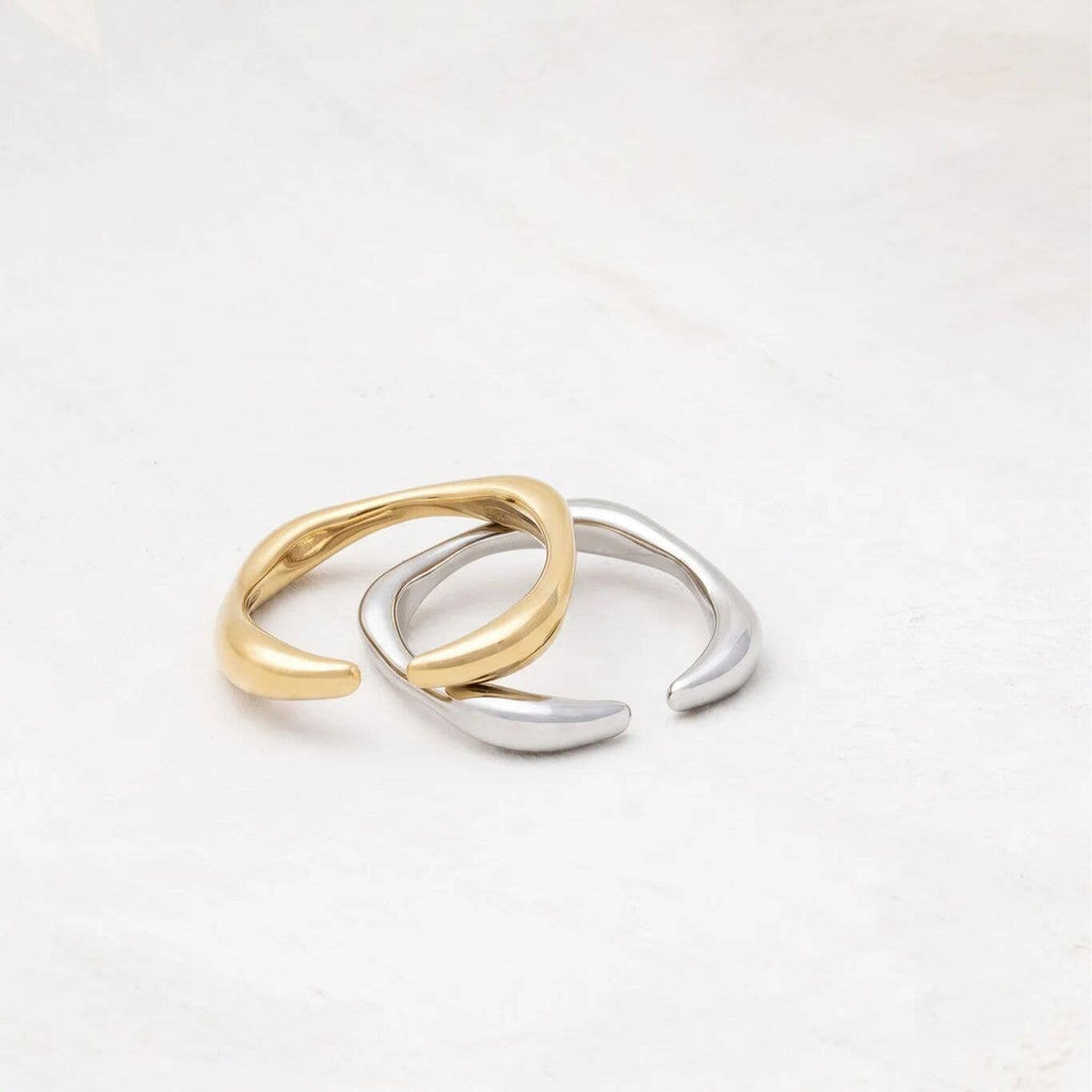 18K Gold PVD Stainless Steel Adjustable Simple Ring