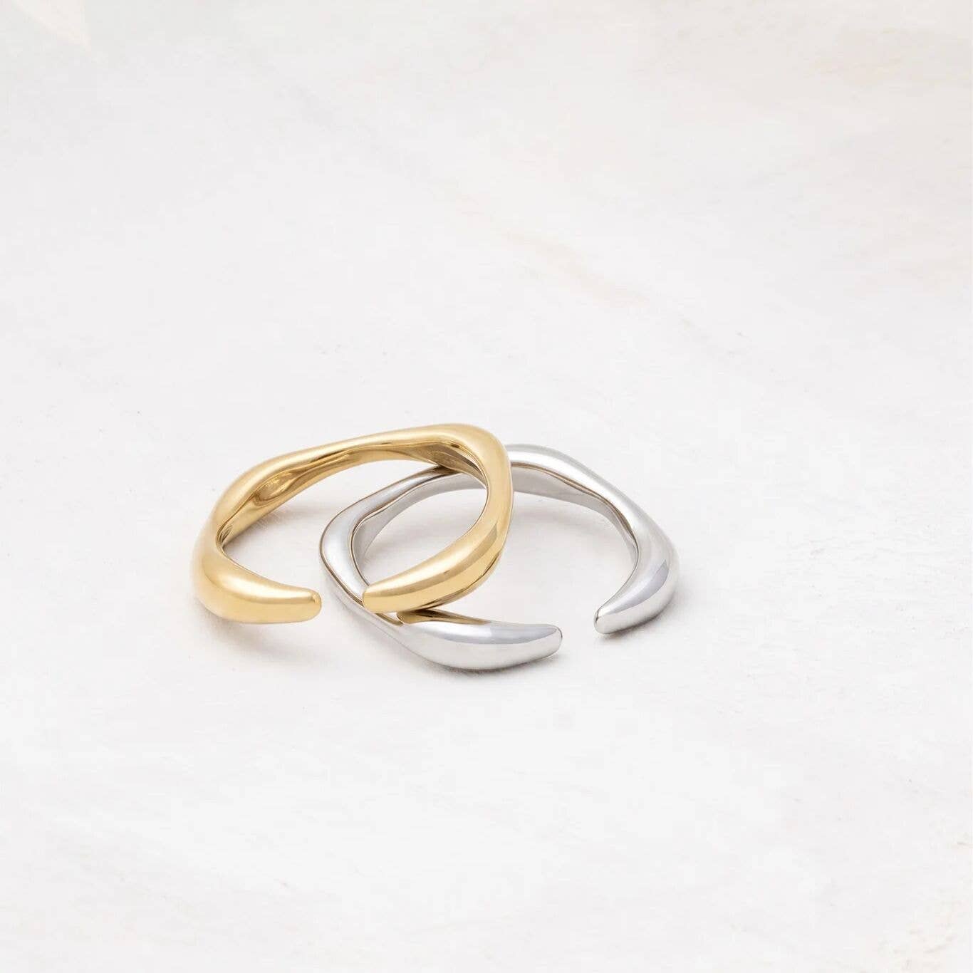 18K Gold PVD Stainless Steel Adjustable Simple Ring