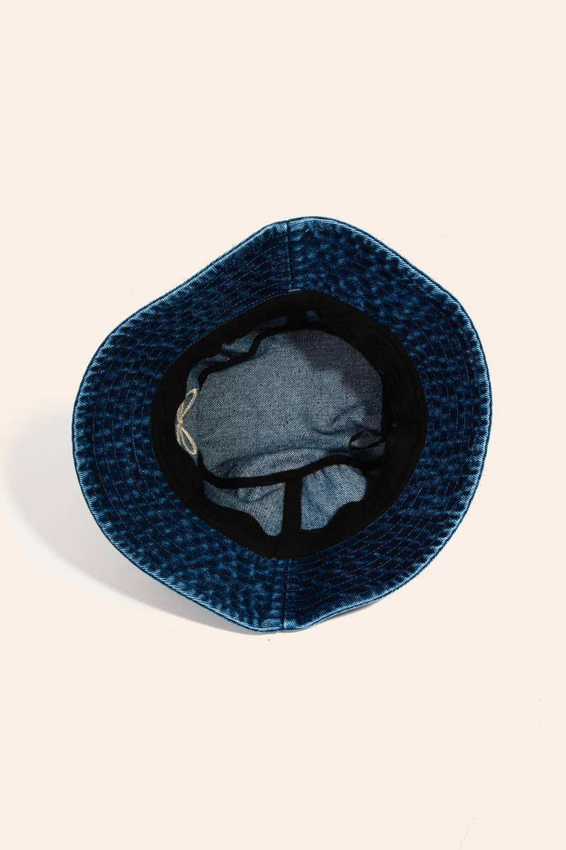 Ribbon Bow Embroidered Bucket Hat