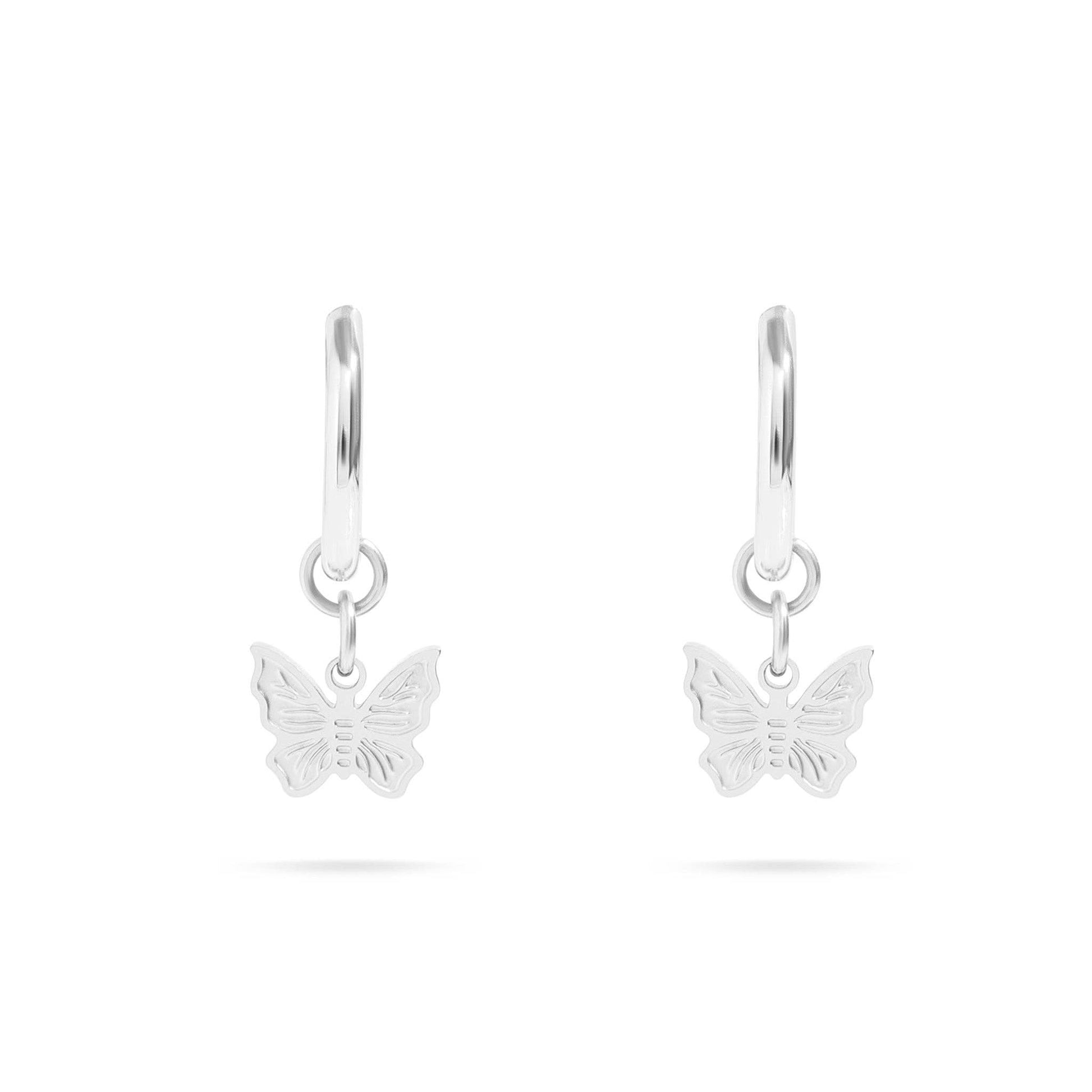 18K Gold PVD Stainless Steel Butterfly Huggie Earrings