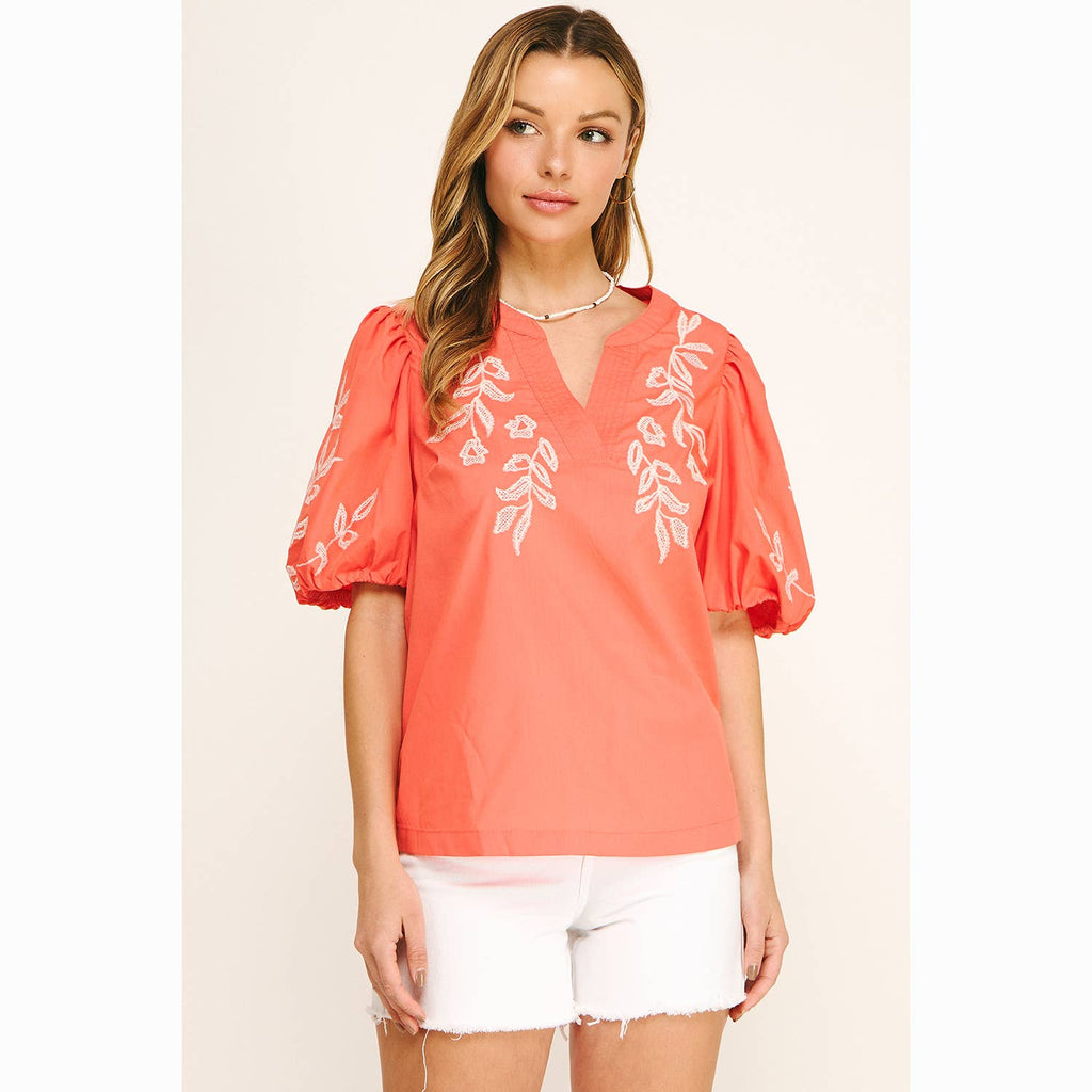 EMBROIDERED PEASANT BLOUSE