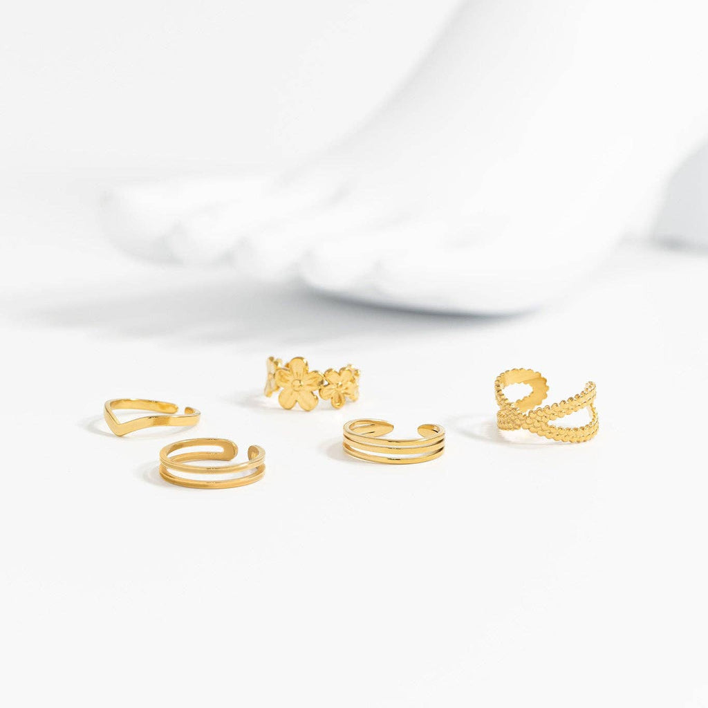 18K Gold PVD Stainless Steel Triple Toe Ring