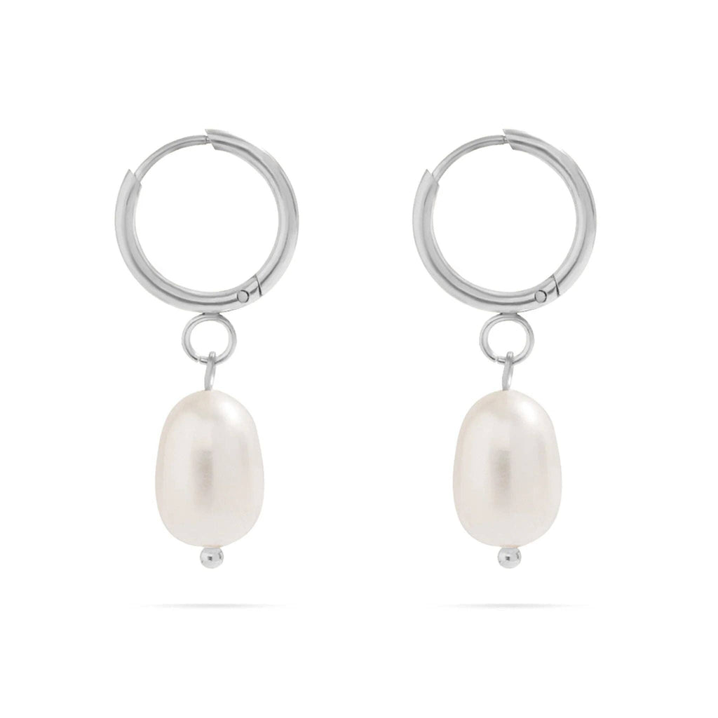 18K Gold PVD Freshwater Pearl Huggie Earrings
