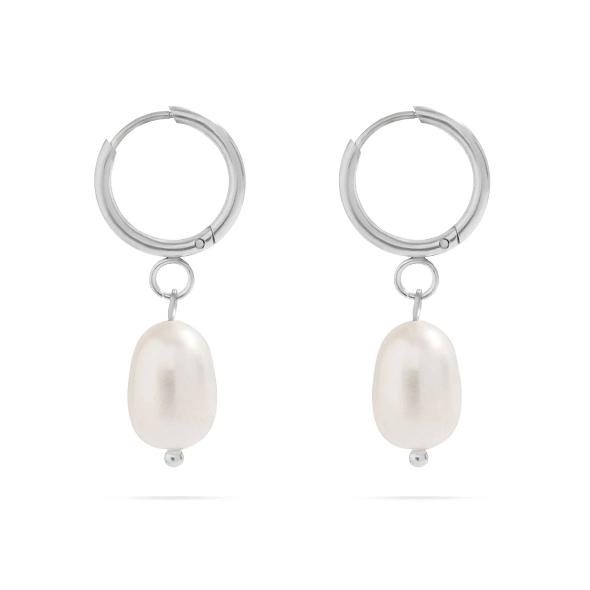 18K Gold PVD Freshwater Pearl Huggie Earrings