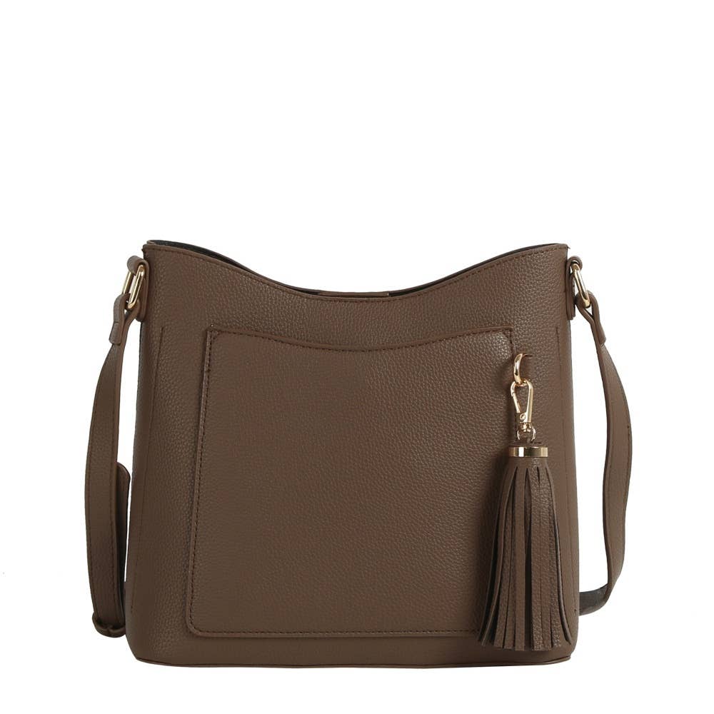 Vegan Leather Tassel Bucket Shoulder Bag
