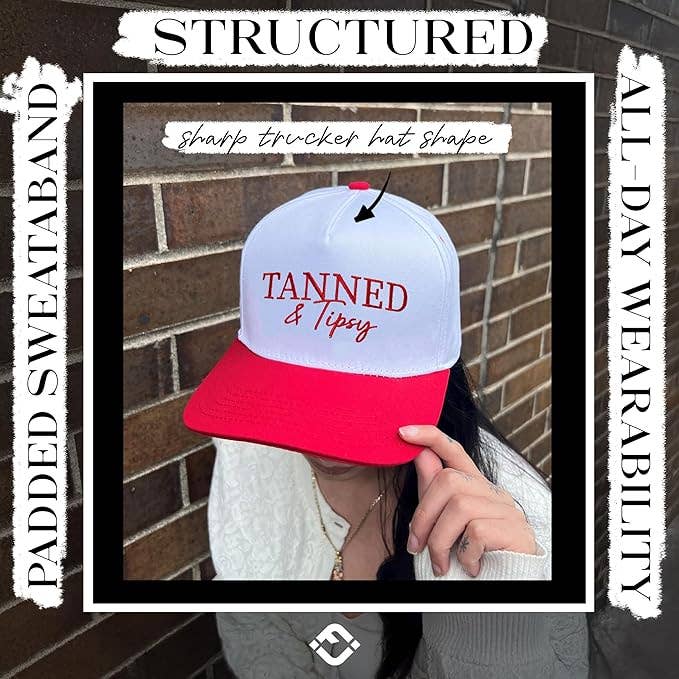 2 Tone Cap: Tanned & Tipsy - Red/White