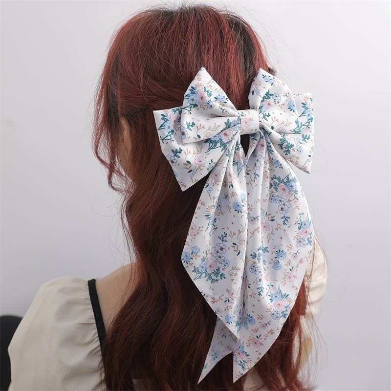 FLORAL BOW RIBBON HAIR CLIPS | 40H909