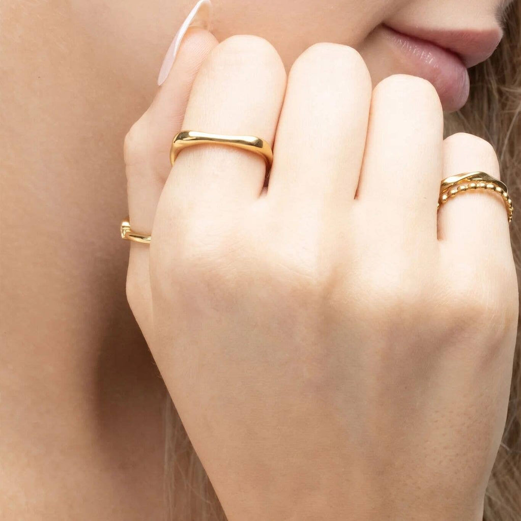 18K Gold PVD Stainless Steel Adjustable Simple Ring